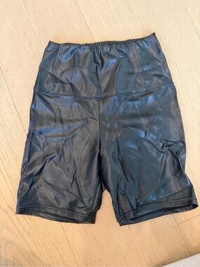 Wilfred Black Faux Leather Bike Shorts